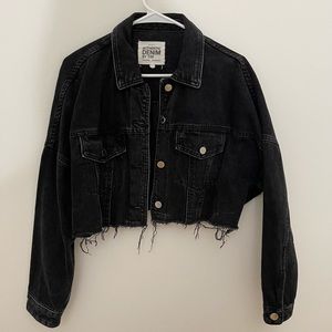 Zara Authentic Denim by TRF Cropped Jean Jacket Black Size S Oversized Vintage